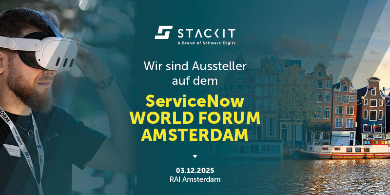 Häuser in Amsterdam. Ein Mann mit einer Virtual Reality Brille.