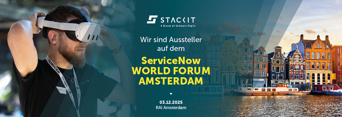 Häuser in Amsterdam. Ein Mann mit einer Virtual Reality Brille.