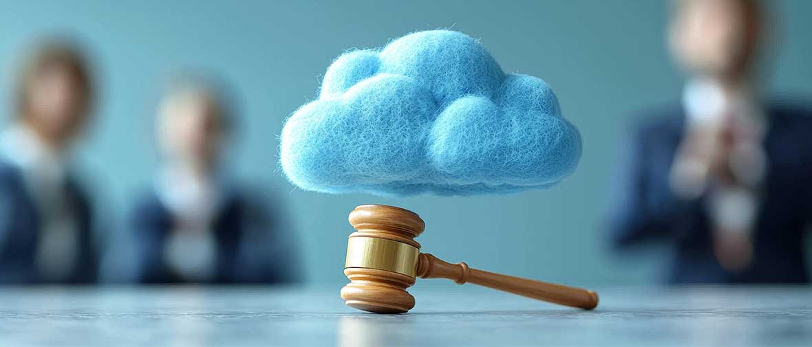 Cloud Computing, ein Richterhammer unter einer Wolke, Cloud Act