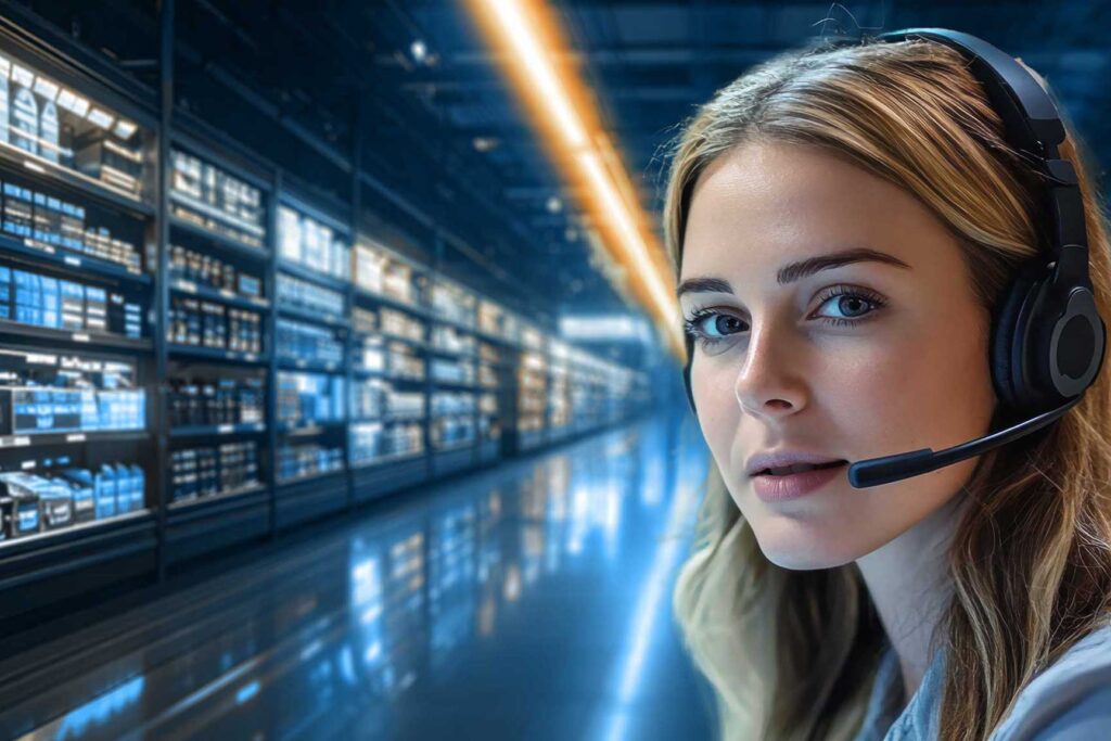 Frau mit Headset
